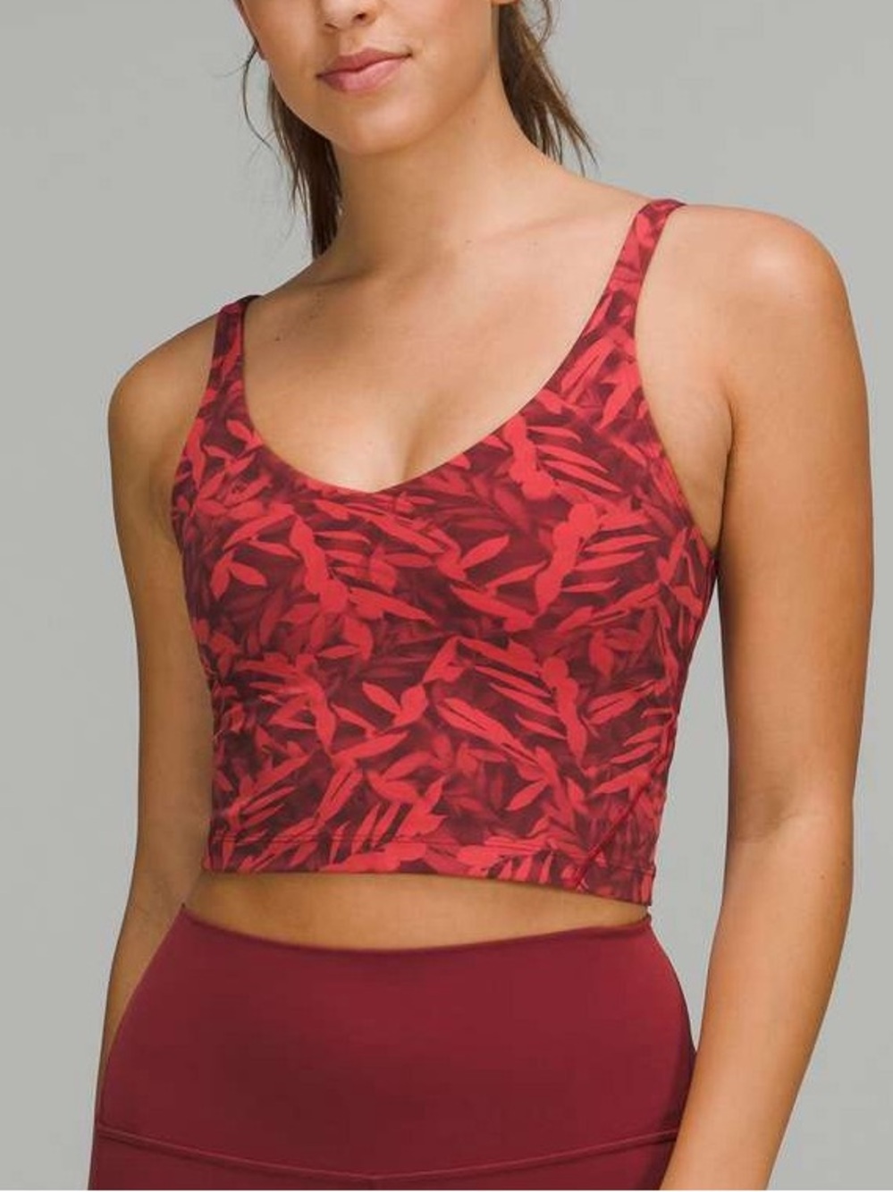 Lululemon Align Cropped Tank Top Spray Leaf Fireside Red Multi Size 4